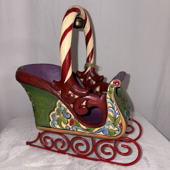 Jim Shore Christmas “Jingle All The Way” Sleigh With 3 Ornaments - Picture 3 of 16